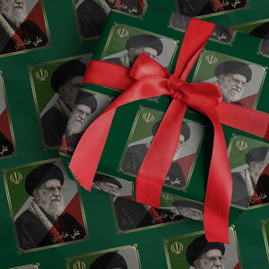 Ali Khamenei Memorial Tribute Portrait Wrapping Paper Roll TS14 Green Print Your Wear