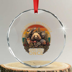 All Animals Are Pettable Some Only Once Crystal Glass Ornament Retro Wild Animals