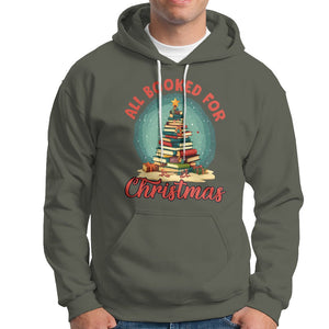 All Booked For Christmas Book Christmas Tree Bookaholic Hoodie TS09 Military Green Printyourwear