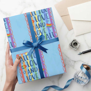 All For Love And Love For All Wrapping Paper Roll Pride Month LGBT Support TS12 Light Blue Print Your Wear