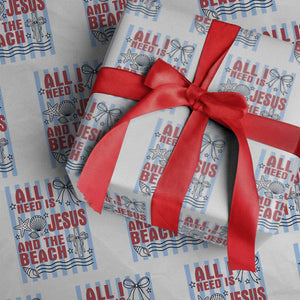 All I Need Is Jesus And The Beach Wrapping Paper Roll Striped Christian Summer Graphic TS12 White Print Your Wear