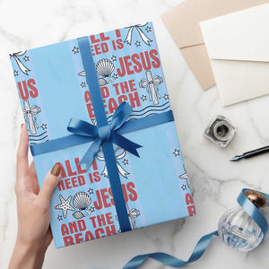 All I Need Is Jesus And The Beach Wrapping Paper Roll Striped Christian Summer Graphic TS12 Light Blue Print Your Wear