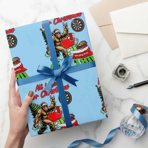All I Want For Christmas Is A 180 Wrapping Paper Roll Bigfoot Lover Dartist Gift TS12 Light Blue Print Your Wear