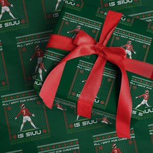 All I Want For Christmas Is Siuu Wrapping Paper Roll Funny Ugly Xmas Sport Fans TS10 Green Print Your Wear