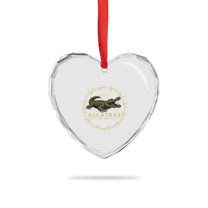 Alligator Alcatraz 2025 Heart Crystal Glass Ornament Gator Lockdown Political Satire Barbed Wire Swamp Humor TS02 Print Your Wear