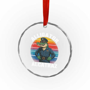 Alligator Alcatraz Florida Crystal Glass Ornament Funny Gator Cop Political Humor Retro Sunset TS02 Print Your Wear