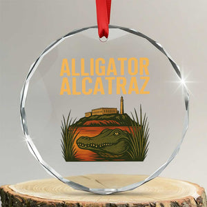 Alligator Alcatraz Florida Crystal Glass Ornament Political Swamp Prison Dark Humor TS02 Transparent Glass 3'' Circle Print Your Wear