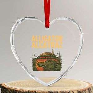 Alligator Alcatraz Florida Heart Crystal Glass Ornament Political Swamp Prison Dark Humor TS02 Transparent Glass 3'' Heart Print Your Wear