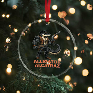 Alligator Alcatraz Gunslinger Crystal Glass Ornament Swamp Outlaw Satire Patriotic Rebel TS02 Print Your Wear