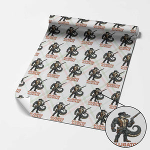 Alligator Alcatraz Gunslinger Wrapping Paper Roll Swamp Outlaw Satire Patriotic Rebel TS02 Christmas Plaid Print Your Wear