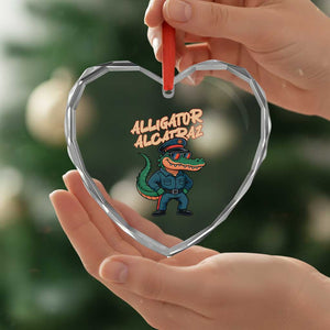 Alligator Alcatraz Political Heart Crystal Glass Ornament Funny Florida Gator Cop with Attitude TS02 Print Your Wear
