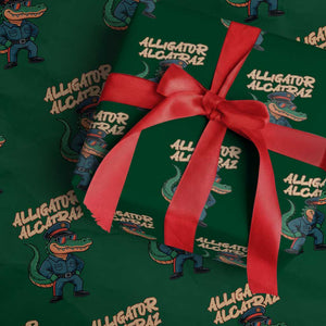 Alligator Alcatraz Political Wrapping Paper Roll Funny Florida Gator Cop with Attitude TS02 Green Print Your Wear