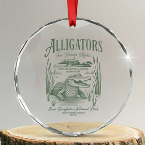 Alligators for Human Rights Crystal Glass Ornament Save Everglades Alcatraz TS02 Transparent Glass 3'' Circle Print Your Wear
