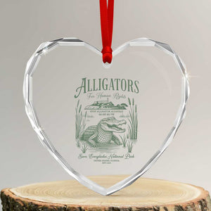 Alligators for Human Rights Heart Crystal Glass Ornament Save Everglades Alcatraz TS02 Transparent Glass 3'' Heart Print Your Wear