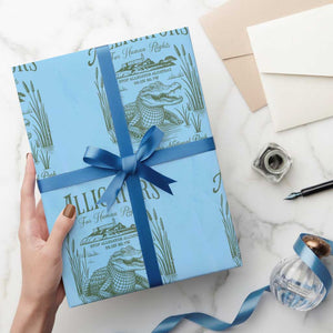Alligators for Human Rights Wrapping Paper Roll Save Everglades Alcatraz TS02 Light Blue Print Your Wear
