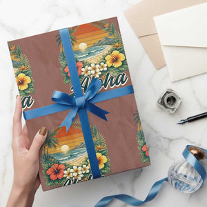 Aloha Hawaii Summer Wrapping Paper Roll Vintage Tropical Beach Graphic