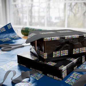 Aloha Hawaii Wrapping Paper Roll Flower Summer Hawaiian Island TS10 Black Print Your Wear