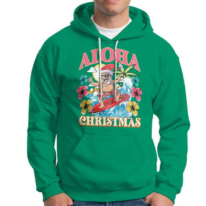 Aloha Hawaiian Christmas Mele Kalikimaka Tropical Xmas Surfing Santa Hoodie TS02 Irish Green Printyourwear