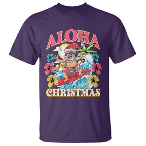 Aloha Hawaiian Christmas Mele Kalikimaka Tropical Xmas Surfing Santa T Shirt TS02 Purple Printyourwear