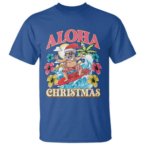 Aloha Hawaiian Christmas Mele Kalikimaka Tropical Xmas Surfing Santa T Shirt TS02 Royal Blue Printyourwear