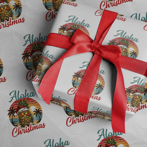 Aloha Tropical Pineapple Christmas Wrapping Paper Roll Vintage Beach Xmas Gift