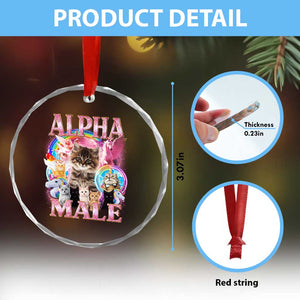 Alpha Male Cat Crystal Glass Ornament Funny Rainbow Kitten Meme Bootleg TS11 Print Your Wear