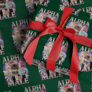 Alpha Male Cat Wrapping Paper Roll Funny Rainbow Kitten Meme Bootleg TS11 Green Print Your Wear
