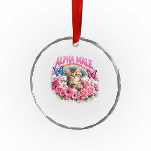 Alpha Male Crystal Glass Ornament Funny Cat Kitten Meme Rainbow Floral TS10 Print Your Wear
