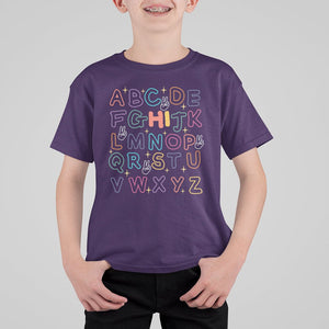 1st Day Of School Alphabet T Shirt For Kid Hi V Sign Abcd Pre K Kindergarten TS02 Purple Printyourwear