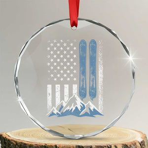 Alpine Skiing Skier Crystal Glass Ornament Vintage American Flag Winter Sport TS11 Transparent Glass 3'' Circle Print Your Wear