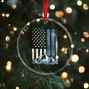 Alpine Skiing Skier Crystal Glass Ornament Vintage American Flag Winter Sport TS11 Print Your Wear