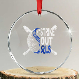 ALS Awareness Crystal Glass Ornament Blue Ribbon Baseball Strike Out ALS Support TS10 Transparent Glass 3'' Circle Print Your Wear