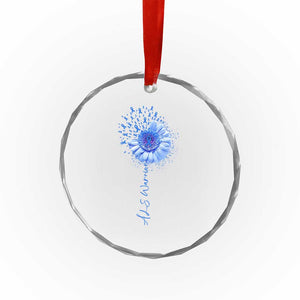 ALS Awareness Crystal Glass Ornament Blue Ribbon Sunflower ALS Warrior TS10 Print Your Wear