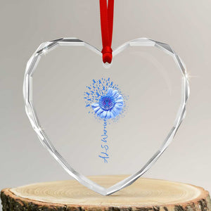 ALS Awareness Heart Crystal Glass Ornament Blue Ribbon Sunflower ALS Warrior TS10 Transparent Glass 3'' Heart Print Your Wear