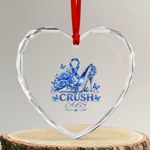 ALS Awareness Heart Crystal Glass Ornament Blue Ribbon Women Crush ALS TS10 Transparent Glass 3'' Heart Print Your Wear