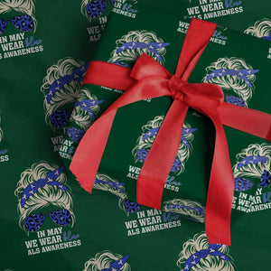 ALS Awareness We Wear Blue In May Wrapping Paper Roll TS10 Green Print Your Wear