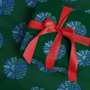 ALS Awareness Wrapping Paper Roll Blue Ribbon Stronger Survivor TS10 Green Print Your Wear