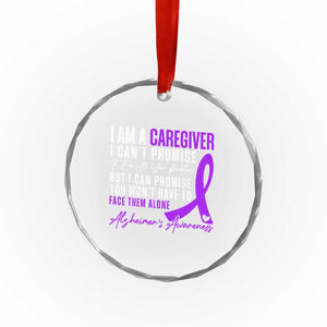 Alzheimer's Caregiver Support Crystal Glass Ornament Purple Ribbon Hope Graphic