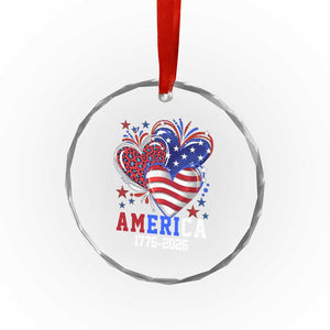 America 1776-2026 Patriotic Hearts Crystal Glass Ornament Semiquincentennial 250th Anniversary Red White Blue Stars and Stripes TS02 Print Your Wear