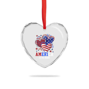America 1776-2026 Patriotic Hearts Heart Crystal Glass Ornament Semiquincentennial 250th Anniversary Red White Blue Stars and Stripes TS02 Print Your Wear