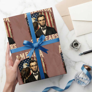 America 250 Years Abraham Lincoln Wrapping Paper Roll Retro Eagle 250th Anniversary USA Flag 1776 2026