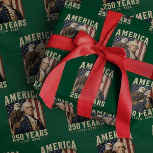 America 250 Years George Washington Wrapping Paper Roll Retro Eagle 250th Anniversary USA Flag 1776 2026