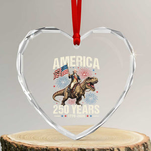 America 250 Years George Washington Riding Tyrannosaurus Rex Heart Crystal Glass Ornament TS11 Transparent Glass 3'' Heart Print Your Wear