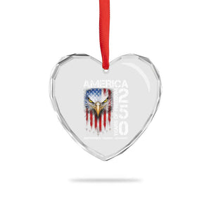 America 250 Years Of Freedom Heart Crystal Glass Ornament USA Anniversary Bald Eagle Patriotic Jets TS11 Print Your Wear