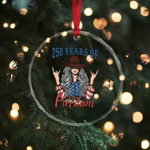 250th Anniversary USA Crystal Glass Ornament Western Cowgirl American Flag 4th of July TS14 Print Your Wear