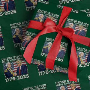 250th Anniversary USA Wrapping Paper Roll Patriotic Trump George Washington American Flag 4th of July TS14 Green Print Your Wear