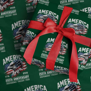 America 250th Anniversary Wrapping Paper Roll USA Patriotic Eagle 1776 2026 Independence Freedom Pride TS11 Green Print Your Wear