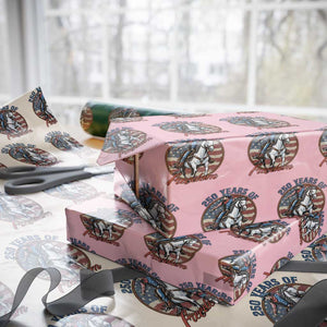 250th Anniversary USA Wrapping Paper Roll American Flag Cowboy Rodeo 4th of July TS14 Light Pink Print Your Wear