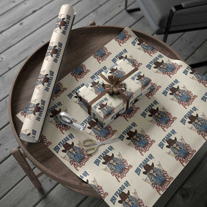250th Anniversary USA Wrapping Paper Roll Western Cowgirl American Flag 4th of July TS14 Beige Print Your Wear