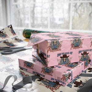 250th Anniversary USA Wrapping Paper Roll Western Cowgirl American Flag 4th of July TS14 Light Pink Print Your Wear
